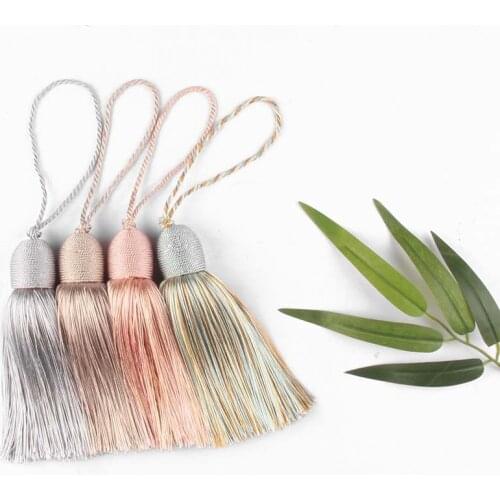 1Pc Hanging Rope Tassels Sewing Bang Silk Fringe Trim Key Tassel for DIY Curtain Accessories Home Decoration Bag Gift Gold Brush