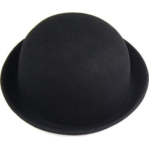 1Piece Melon Bowler Hat Hat Bowler Hat Bowler Hat Felt Hat Chaplin Hat Riding Hat (Black)
