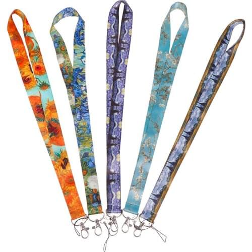 1pc Cute Cartoon Flower Cat Lanyard Neck Strap For Keys ID Card USB Badge Holder DIY Hang Rope Mobile Phone Strap