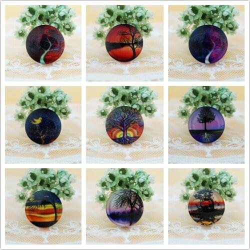 10PCS/lot Round 20MM Mixed life Tree Glass Cabochon for charms key chain Jewelry Supply earring dangle earring for necklace pins