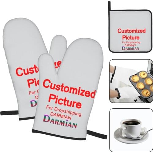 3Pcs Customized Your Logo Brand DIY Image Oven Mitts And Pot Holders Heat Resistant Kitchen Pad Insulation Gloves Dropshipping