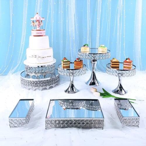 8pcs Silver metal cake stand round wedding birthday party dessert cupcake stand display board home decor