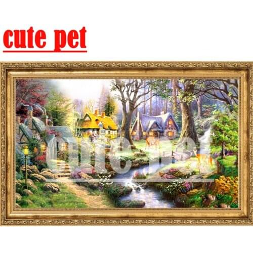 Cute pet Diy diamond painting Rural scenery deer full Square round drill crossstitch 5d Diamond Embroidery mosaic Art home decor