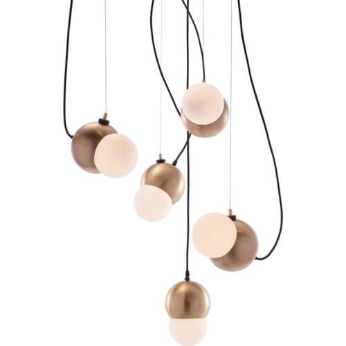 American Creative Glass Ball Pendant Lights Iron Hoop Hang Lamp For Bedroom Cafe Restaurant Bar Indoor Lighting Fixtures Decor