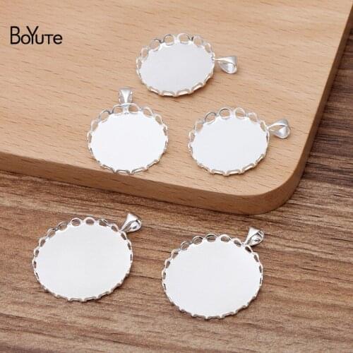 BoYuTe Custom Made (200 Pieces/Lot) 20MM 25MM Cabochon Pendant Base Diy Blank Tray Jewelry Accessories