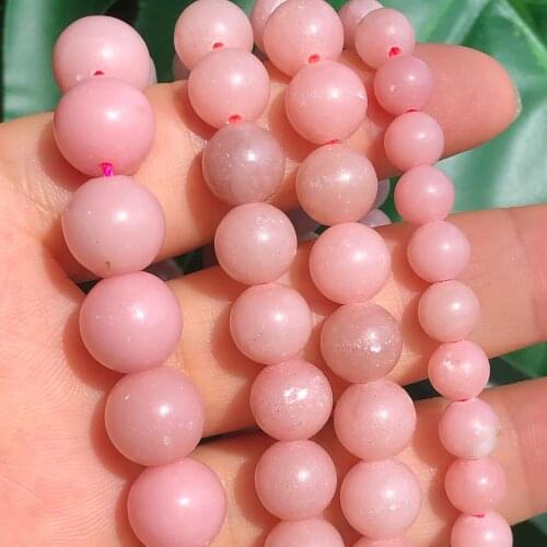 Natural Pink Opal Stone Beads Gem Round Loose Spacer Beads For Jewelry Making Diy Necklace Bracelet Accessories 6/8/10mm 15"Inch