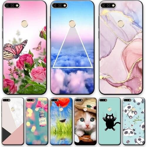 Case For Huawei Y7 Prime 2018 Case Huawei Nova 2 Lite Silicone Back Cover For Huawei Honor 7C 5.99" Geometric Pattern Case Coque