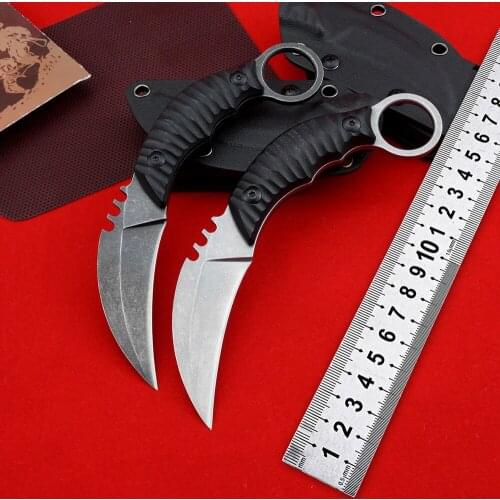 CS GO Karambit AUS-8 Fixed Blade Knife Outdoor Camping EDC Tools Survival Hunting Military Knives Tactical Self Defense Weapons