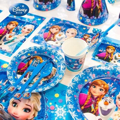 Disney Frozen Princess Snow Queen Theme Birthday Party Decorations Kids Girl Party Supplies Decor Baby Birthday Tableware Set