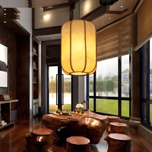 E27 Chinese Antique Sheepskin Lantern Chandelier Restaurant Lantern Porch Corridor Chandelier Chandeliers Living Room Decor