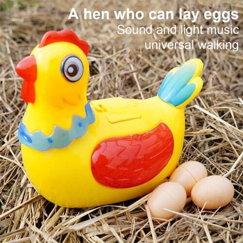 Electric Hen Laying Eggs Toy for Kids Hen Laying Eggs Walking Toy with Colorful Light and Music Interactive Toys