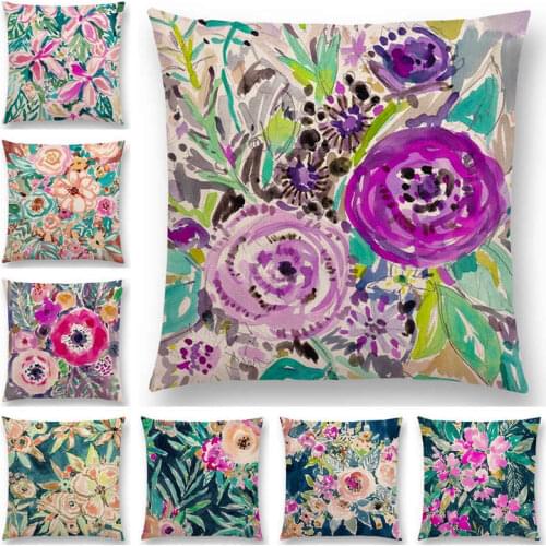 Hot Sale Beautiful Flowers Watercolor Art Paradise Flourish Floral Gardens Delight Colorful Cushion Cover Sofa Throw Pillow Case