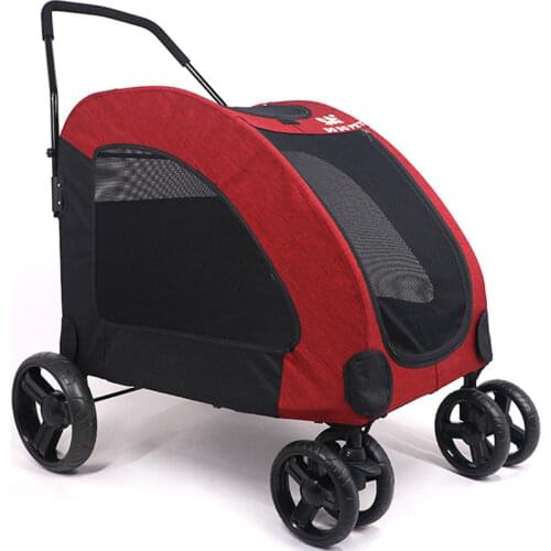Large Dog Stroller Folding Dog Carrier Pet Travelling Carry Cart Dog Walking Shopping Trolley Inner Seat 64*80*64cm Kennel Parm