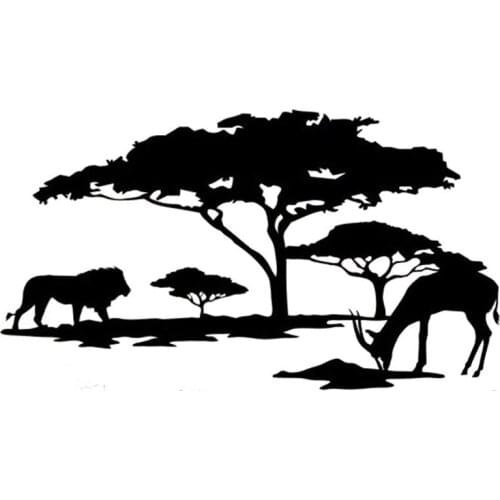 Beautiful Landscape Wild Animal Pattern High Quality Car Sticker Car Window Decoration Fashion Pvc Waterproof Decal Black/white