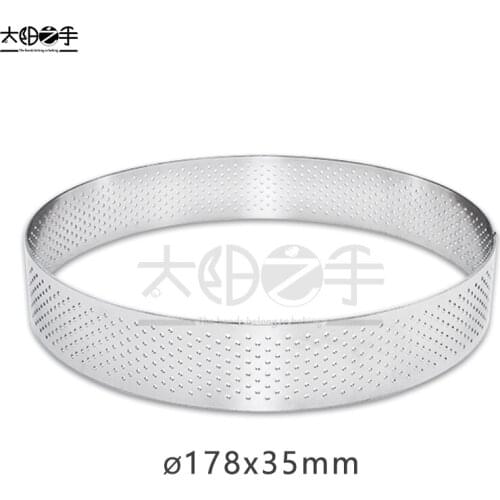 178x35mm Round Perforated Tart Ring 304 Stainless Steel Tart Ring Tartlet Mold Make Round Fruit Pie Egg Tart