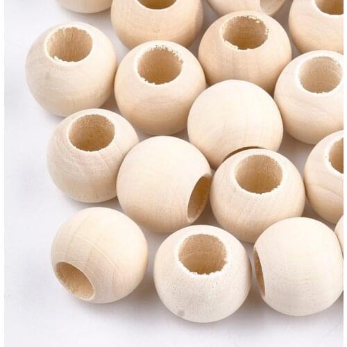 20mm 25mm Round Wood Beads Large Hole Bead for jewelry making DIY bracelet necklace,AntiqueWhite F60