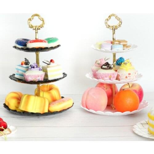 New 3 Tier Plastic Cake Stand Afternoon Tea Wedding Plates Party Tableware New Bakeware Cake Shop Three Layer Cake Rack