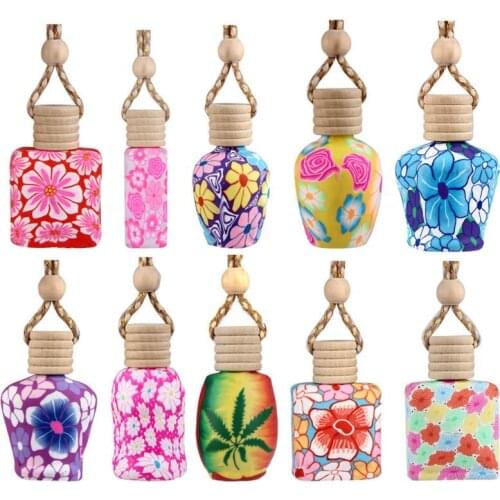 New Arrive 15 ml Car hang decoration polymer clay essence oil Perfume bottle Hang rope empty bottle LX5776