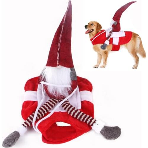 Pet Dog Christmas Clothes Santa Claus Doll Riding Dress Up Costume Prop Pet Decor Xmas Apparel for Small Large Dogs