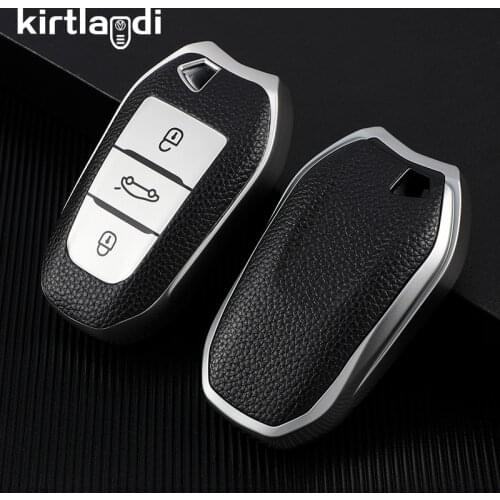 New TPU+leather Car Key Case for Peugeot 308 508 2008 3008 4008 5008 Figo for Citroen C3 Aircross C4 C5 Grand Picasso C4L C6