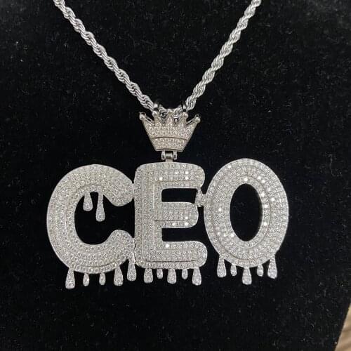 Mosangnai Customized Iced Out Moissanite Diamond CEO Letter Pendant 18K White Gold Plated For Luxury Hip Hop Jewelry