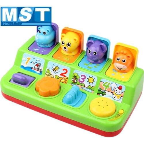 Education Interactive Baby Toys Early Development Musical Pop-Up Animal Peekaboo Switch Box Button Game For Kids