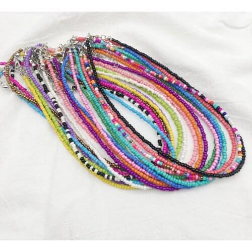 Colorful Bead Necklace Adjustable Bohemian Beach Necklace Beaded Necklace Choker For Women Girls Neck Jewelry Accessories