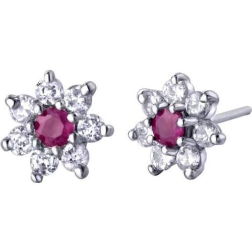 Natural Ruby stud earring Free shipping Jewelry Natural real Ruby 925 silver Gem size 3*3mm