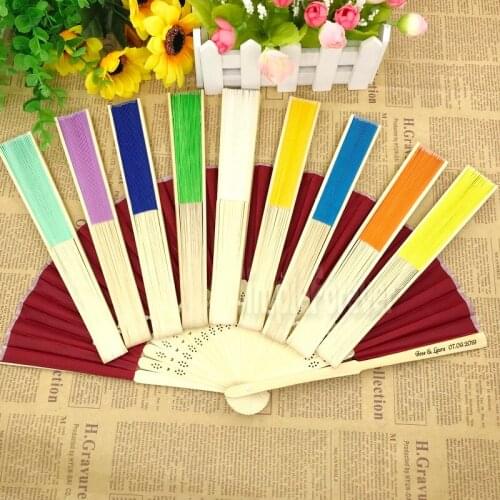 Customized Silk Cloths Fan Personalized Wedding Favors Foldable Hand-made Fans Party Giveaway for Guest 90pcs/lot