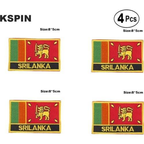 Sri Lanka Rectangular Shape Flag Iron on Saw on Patches Embroidered Flag Patches National Flag Patches for Clothing