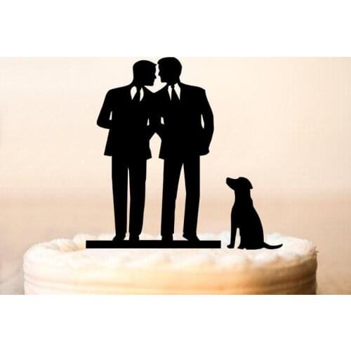 Same Sex Cake TopperGay Cake Topper + DOG, ,Gay silhouette, Gay Wedding Cake Topper,Homosexual,Wedding Cake Topper For Men, mr a
