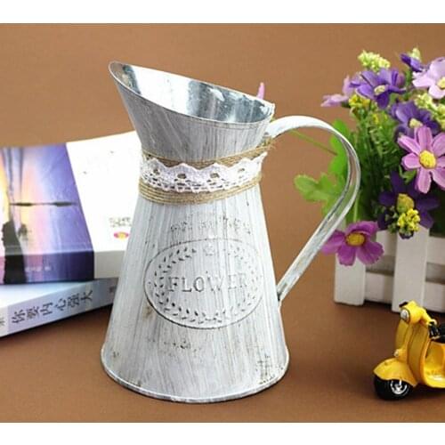 Flower Bucket Pastoral Style Accessories Shop Iron Sheet Holder Watering Can Vintage Garden Decoration Vases Craft Home