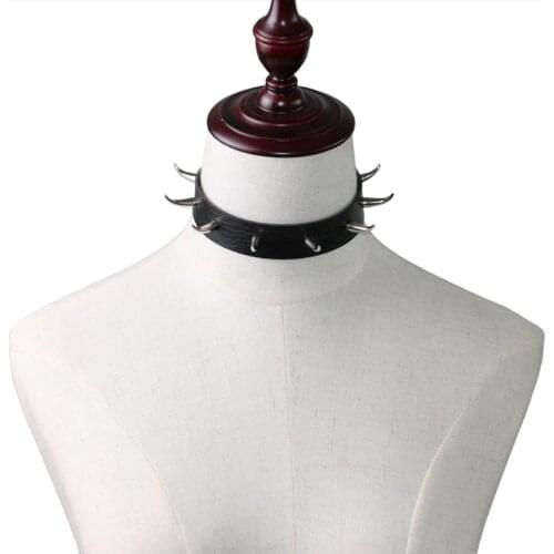 Punk personality choker street shoot harajuku vintage KTV collar nightclub spiked rivet choker collarbone chain