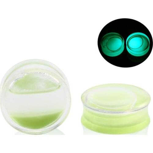 Pair Ear Plug Piercings Glow In Dark Acrylic Earring Gauges Liquid Tunnel Flesh Expander Plugs and Tunnels Body Piercing Jewelry