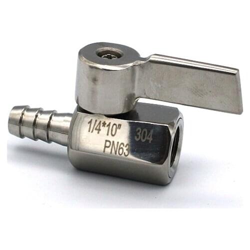 7mm 8mm 10mm 12mm Hose Barb x 1/4" 1/2" BSP Female Thread 304 Stainless Steel Mini Ball Valve Adapter