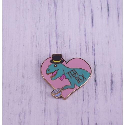 Tea rex T-rex Tyrannosaurs Rex Dinosaur pin badge