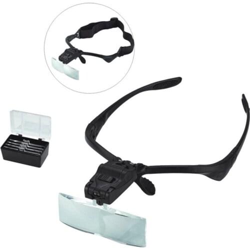 1.0X 1.5X 2.0X 2.5X 3X 2 LED Light Headband Helmet Glasses Magnifier Microscope Magnifying Glass