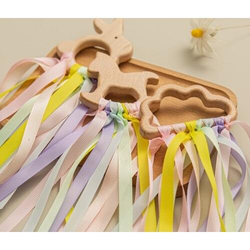 1pc Montessori Educational Baby Toy Natural Wood Chewable Teether Animal Shape Attract Baby Attention Preschool Hand Toys