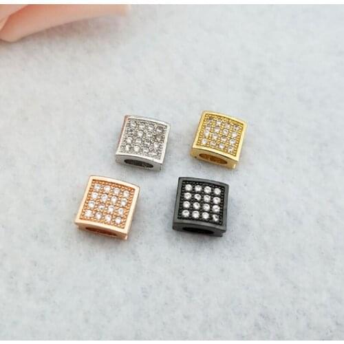 10 Pieces CZ zircon Micro Paved Square Connector,Double Bails Beads Charm,for DIY Bracelets necklace Jewelry Finding CT407
