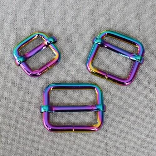 20 Pcs/Lot 15mm 20mm 25mm Colourful Metal Non-Welded plating Roller Pin Adjuster Buckles For Backpacks Straps shoes Bags DIY