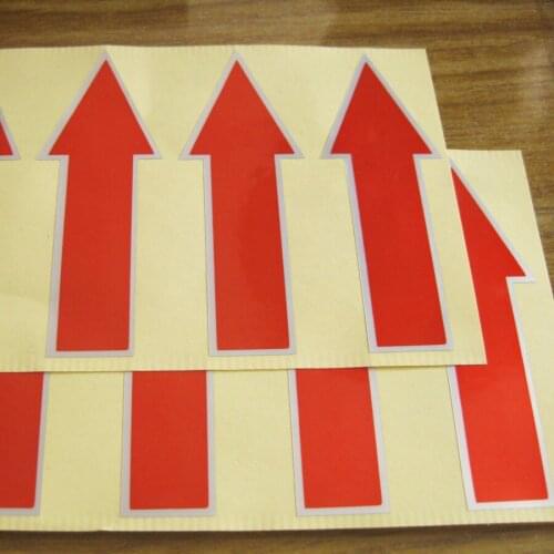 200pcs 8.5x3cm red arrow, durable PET material, Self adhesive label sticker,product code GU18, free shipping