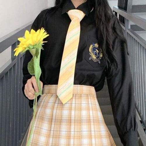 2021 Women T Shirt Harajuku Vintage Black White Long Sleeve Solid Shirt Oversize Plus Size Turn Down Collar Jk Embroidery Tops