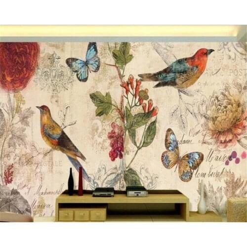 3d Wallpaper Custom Photo Mural beautiful European branch bird hand painted oil painting Living Room Bedroom Wallpaper