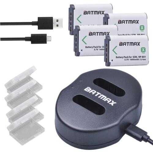 4Pcs NP-BX1 NP BX1 Batteries&USB Dual Charger for SONY DSC RX1 RX100 RX100iii M3 M2 RX1R WX300 HX300 HX400 HX50 HX60 GWP88