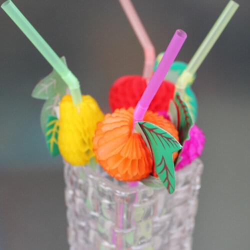 50PCS Colorful 3D Fruit Cocktail Party Wedding KTV Drink Straws Party Decor