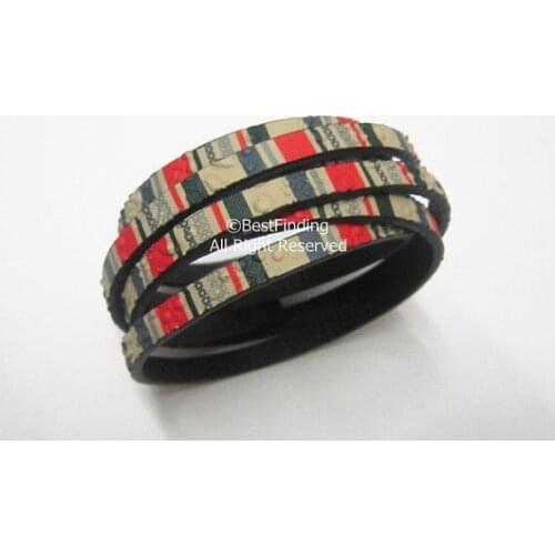 5x2mm Flat leather cord Mixed beige 5mm Salient point leather cord