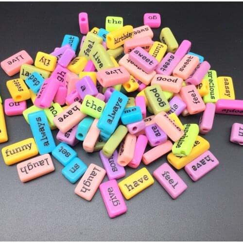 New 100pcs Acrylic 6x24mm big hole Phrase Word Beads Spacer Letter Beads For Jewelry Making Accessories DIY Necklace Bracelet