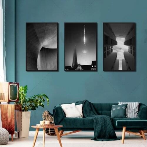 Black White Posters and Prints Walls Architecture Buildings Photography Art Canvas Paintings for Living Room Bedroom Wall Decor