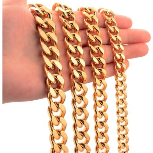 9/11/13/15mm Wide Neck Pendants Women Mens Necklace Gold Color Stainless Steel Choker Gothic Jewelery Cuban Link Chan Wholesale