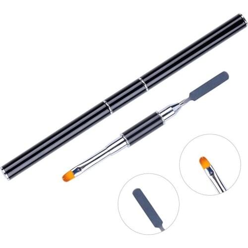 Dual Ended Nail Brush For Poly Nail Gel Brush Builder,Stainless Steel poly NAIL gel Picker,Painting Pen Removal Spatula Stick